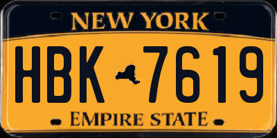 NY license plate HBK7619