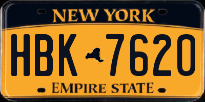 NY license plate HBK7620