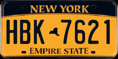 NY license plate HBK7621