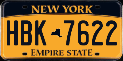 NY license plate HBK7622