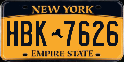 NY license plate HBK7626
