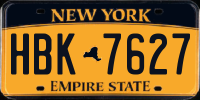 NY license plate HBK7627