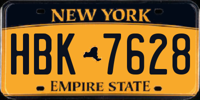 NY license plate HBK7628