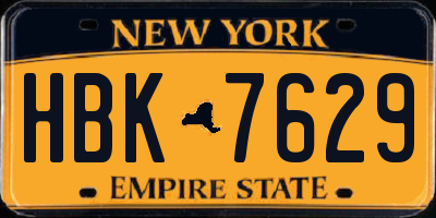 NY license plate HBK7629