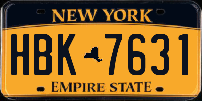 NY license plate HBK7631