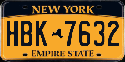 NY license plate HBK7632