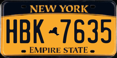 NY license plate HBK7635