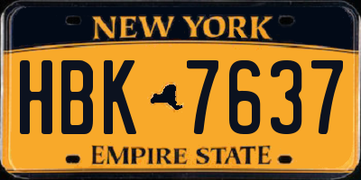NY license plate HBK7637