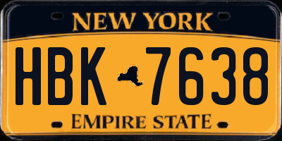 NY license plate HBK7638