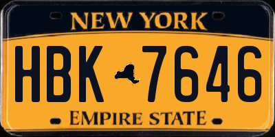 NY license plate HBK7646