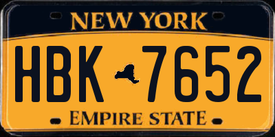 NY license plate HBK7652
