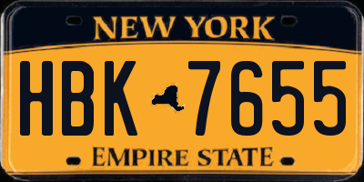 NY license plate HBK7655