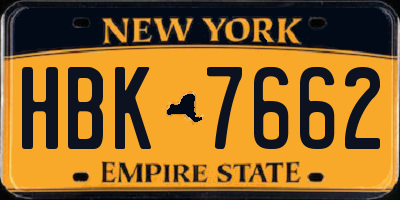 NY license plate HBK7662