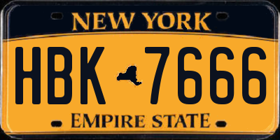 NY license plate HBK7666