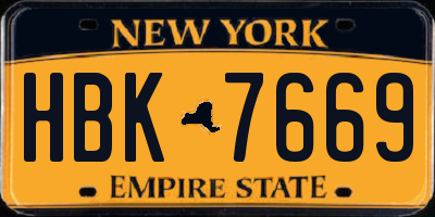 NY license plate HBK7669