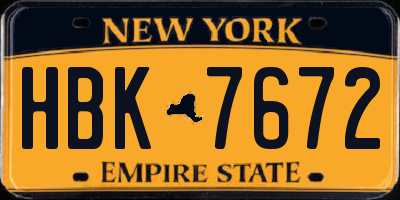 NY license plate HBK7672