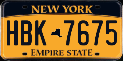 NY license plate HBK7675