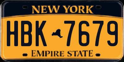 NY license plate HBK7679