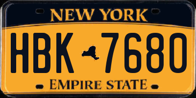 NY license plate HBK7680