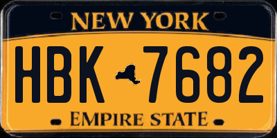 NY license plate HBK7682