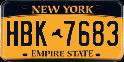 NY license plate HBK7683