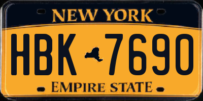 NY license plate HBK7690