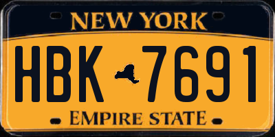 NY license plate HBK7691