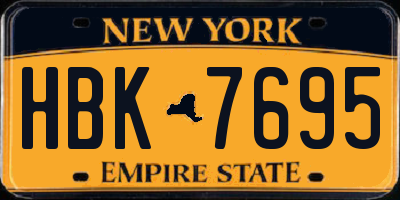 NY license plate HBK7695