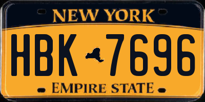 NY license plate HBK7696