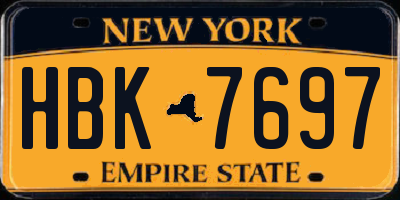 NY license plate HBK7697