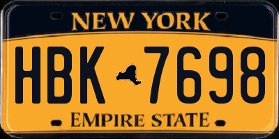 NY license plate HBK7698