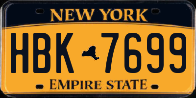 NY license plate HBK7699