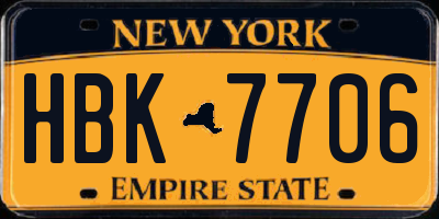 NY license plate HBK7706