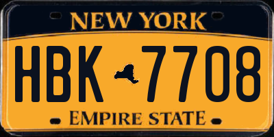 NY license plate HBK7708