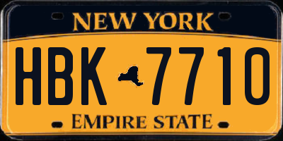 NY license plate HBK7710