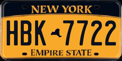 NY license plate HBK7722