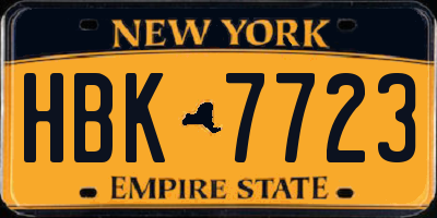NY license plate HBK7723