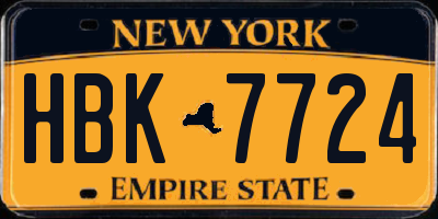 NY license plate HBK7724