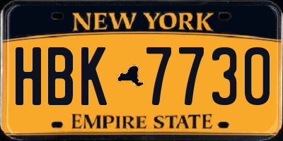 NY license plate HBK7730
