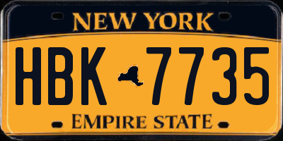 NY license plate HBK7735