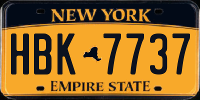 NY license plate HBK7737