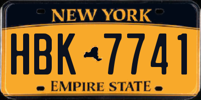 NY license plate HBK7741