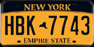 NY license plate HBK7743