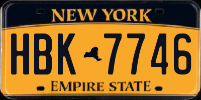 NY license plate HBK7746