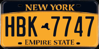 NY license plate HBK7747