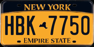 NY license plate HBK7750