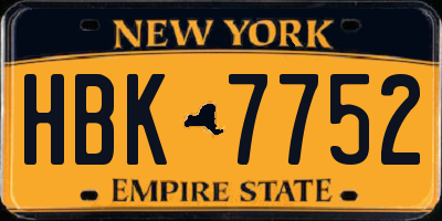 NY license plate HBK7752