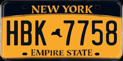 NY license plate HBK7758