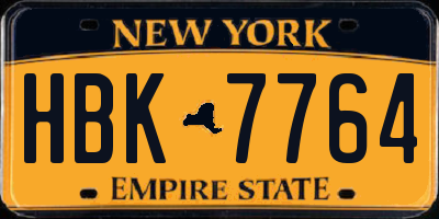 NY license plate HBK7764