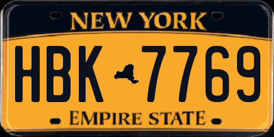 NY license plate HBK7769